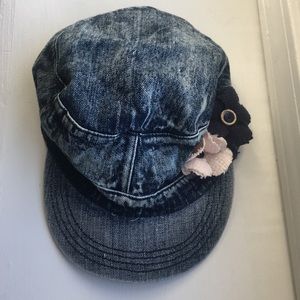 Acid wash denim denim hat